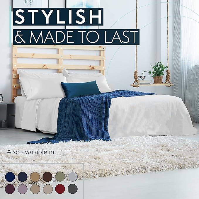HC COLLECTION Bed Sheets Set, Hotel Luxury Platinum Collection 1800 Series Bedding Set, Deep Pockets, Wrinkle & Fade Resistant, Hypoallergenic Sheet & Pillow Case Set (Queen, White) (Pack of 2)