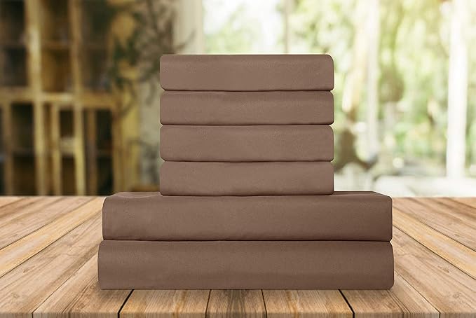 Elegant Comfort Luxury Soft Bed Sheets 1500 Premium Hotel Quality Microfiber Softness Wrinkle and Fade Resistant (6-Piece) Bedding Set, Queen, Warm Taupe