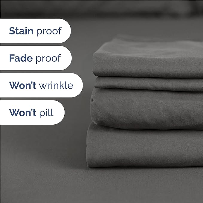 King 6 Piece Sheet Set - Comfy, Breathable & Cooling - Hotel Luxury Bedding for Women, Men, Kids, Teens and Children - 1 Flat & 1 Fitted Sheet & 4 Pillowcases w/ Deep Pockets - Wrinkle Free - Charcoal