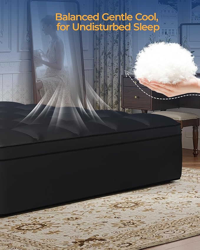 KAYFIA Twin Mattress Topper,Extra Thick Mattress Pad Cover for Deep Sleep,3D+7D Snow Down Alternative Fill Overfilled Plush Pillow Top with 8-23 Inch Deep Pocket-Black