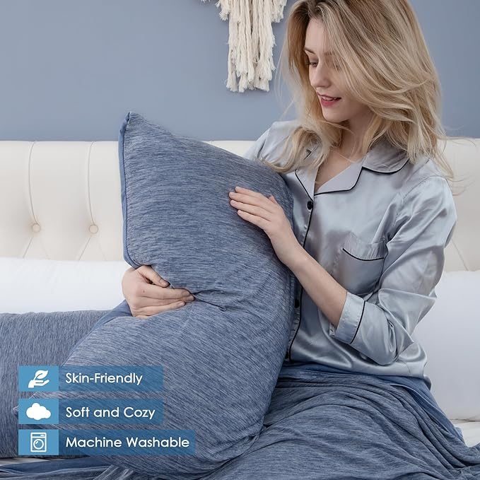 CHOSHOME Cooling Pillow Cases Zipper Pillow Covers Q-Max > 0.45 Zippered Pillowcases for Hot Sleepers, Soft, Breathable, Skin-Friendly, 4 Pack (Standard, 20"x26", Blue)