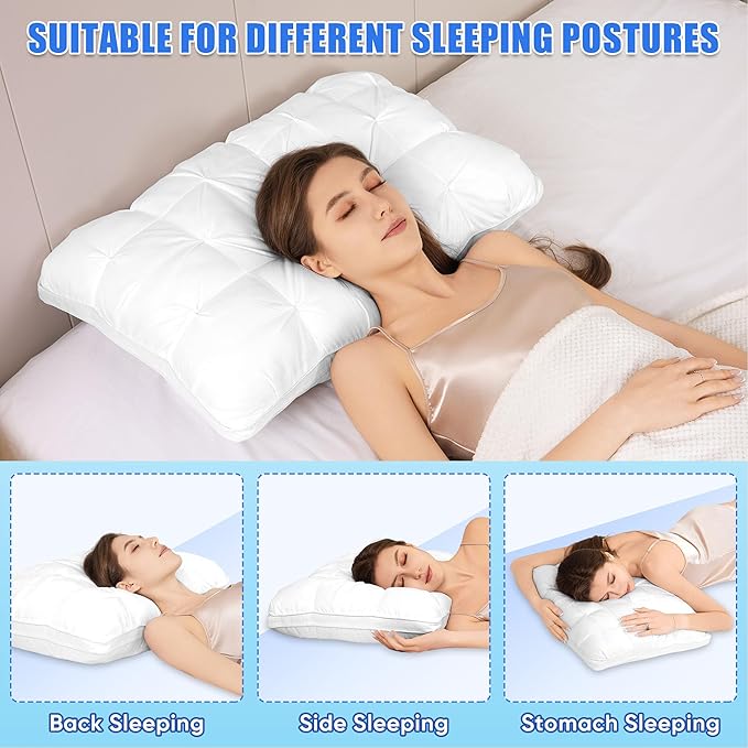 WESLEEPER Pillows Queen Size Set of 1 Pillow for Sleeping Christmas Pillows Hotel Pillows 20x30 -Inches Deep Sleep Neck Support Suitable for Supine, Prone, or Side-Lying Sleeping Positions