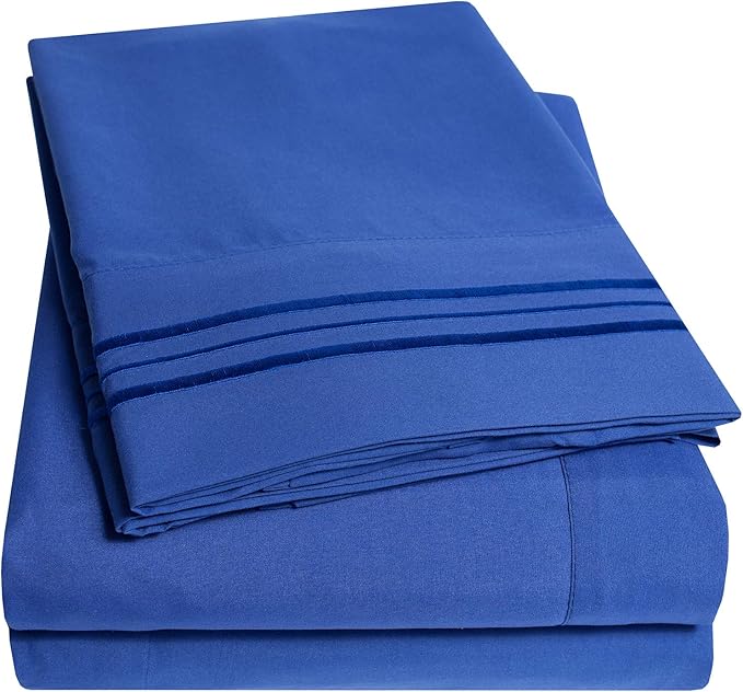 1500 Supreme Collection Extra Soft Split King Sheets Set, Royal Blue - Luxury Bed Sheets Set with Deep Pocket Wrinkle Free Bedding, Over 40 Colors, Split King Size, Royal Blue