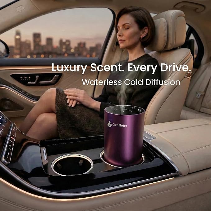 GentleJet LiteMist Waterless Nebulizing Essential Oil Diffuser – Cold Air Aromatherapy, USB-C Cordless 2000mAh Battery, Aluminum Portable for Home Office Car, 20ml