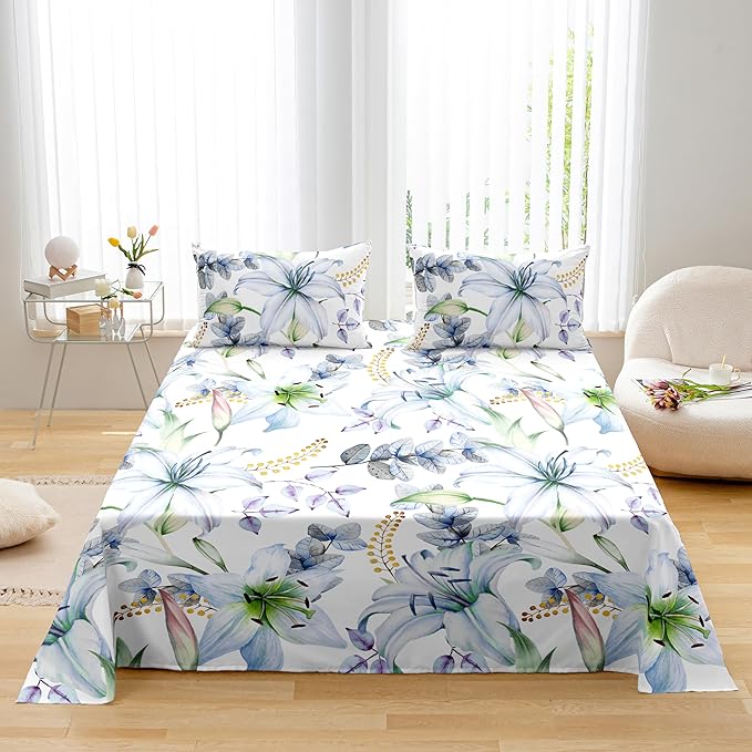 YIYEA King Size Pillow Cases Set of 2, Ultra Soft Double Brushed Microfiber Pillowcases King, Floral Bed Pillow Covers, Fade Resistant, Easy Slip-On (20"x36")