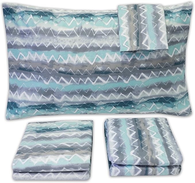 1500 Supreme Collection Extra Soft Summerset Ocean Vibe Chevron Pattern Sheet Set, Twin- Luxury Bed Sheets Set with Deep Pocket Wrinkle Free Bedding, Trending Printed Pattern, Twin