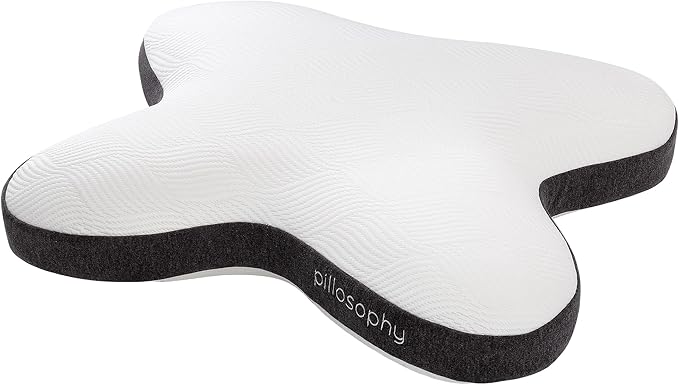 pillosophy SleepTheory Pillow • Butterfly Shape • Memory Foam Core • Contoured for Neck & Shoulder Alignment • Washable Cover • Medium Firmness • Perfect as Bed or Throw Pillow (Standard Size)