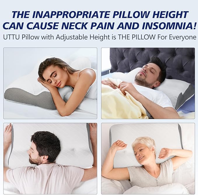 Memory Foam Bed Pillow for Sleeping, Ergonomic Cervical Neck Support Orthopedic Contour Pillow for Side Back Stomach Sleeper, Neck and Shoulder Pain Relief Anti Snoring Pillow (Firm, 1)