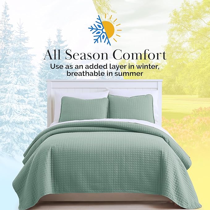 Southshore Fine Living, Inc. Twin Quilt Coverlet Bedding Set, Soft Brushed Microfiber Bedspread, Stain and Pet Hair Resistant Bedding, XL/Twin Blue Quilt Comforter Set with 1 Pillow Sham, Steel Blue