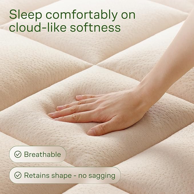 Niagara Sleep Solution Ultra Soft Full Size Mattress Topper - Viscose Made from Bamboo Pillow Top Mattress Pad for Back Pain Relief - Naturally Cooling for Hot Sleepers, Beige