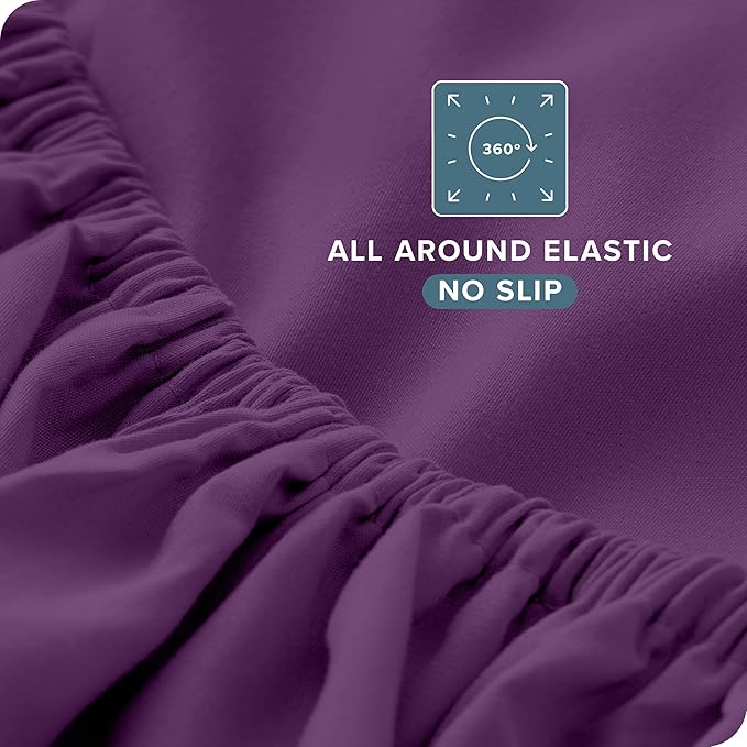Bare Home Split King Sheet Set - 1800 Ultra-Soft Microfiber Bed Sheets - Double Brushed - Deep Pockets - Easy Fit - 5 Piece Set - Bedding Sheets & Pillowcases (Split King, Plum)