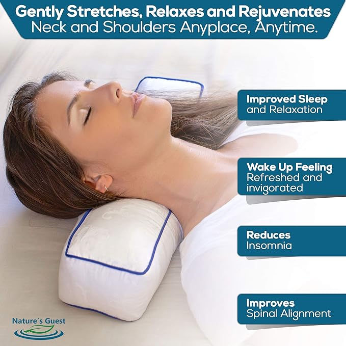 Nature's Guest Adjustable Cervical Neck Roll Bolster Pillow for Sleeping, Neck Pain Relief, Spine Support, Travel, Leg Support, Pregnancy, Cotton Cover, Hypoallergenic Microfiber Fill