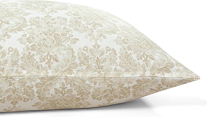 ROYALE LINENS 300 Thread Count 100% Long Staple Combed Cotton Sheet Set - 4 Piece King Bed Sheets - 1 Fitted, 1 Flat & 2 Pillow Cases - Soft Cool & Crisp Sheet Set (King, Floral Damask,Rainy Day)