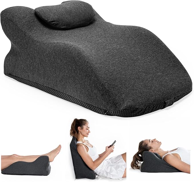 Couples Intimacy Contoured Memory Foam Pillow with Removable Headrest, Wedge Pillows, Massages, Reading, Relaxing & Leg Elevation, Removable Washable Cover, Anti-Slip Base