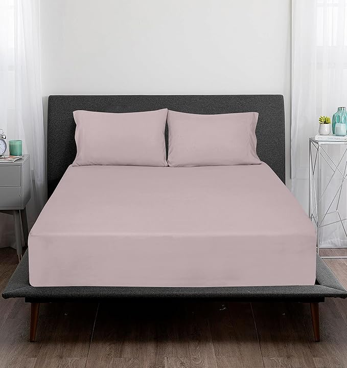 ROYALE LINENS 300 Thread Count 100% Long Staple Combed Cotton Sheet Set - 4 Piece Full Bed Sheets - 1 Fitted, 1 Flat, 2 Pillow Cases -Soft Cool & Crisp Sheet Set (Full, Lavender)