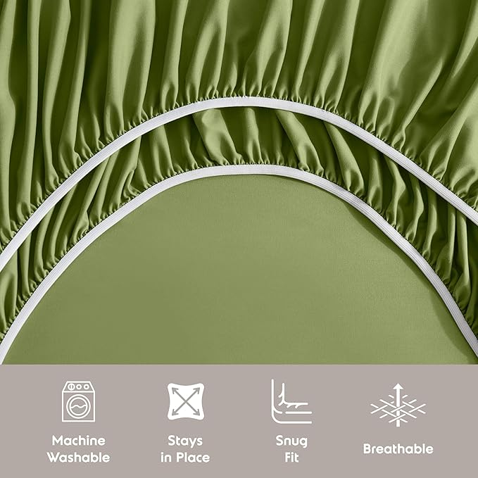 Nestl Extra Deep Twin XL Sheet Set - 4 Piece Breathable & Cooling Sheets - Hotel Luxury Bedding Set w/18-24 Inch Deep Pockets - Easy & Secure Fit - Super Soft, Wrinkle Free & Comfy - Calla Green
