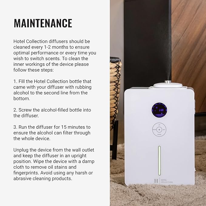 Hotel Collection - Villa Scent Diffuser - HVAC System or Stand Alone Fragrance Oil Diffuser - Heatless, Waterless, Smart Timer, No Residue, Security - Home Decor, Essential Oils - 1800 sq ft, White