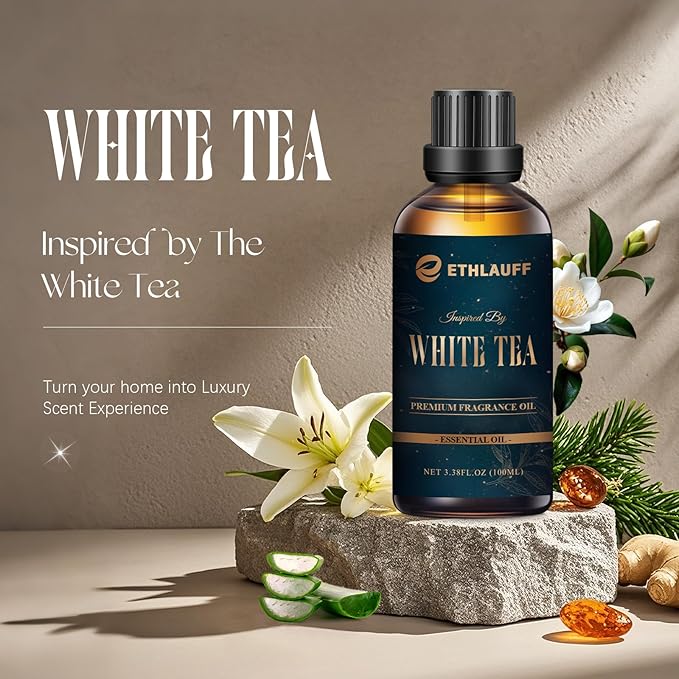 Hotel Diffuser Oil, Fragrance Oil, White Tea Diffuser Oil 3.38 Fl Oz | 100 mL, Essential Oil for Waterless Diffuser