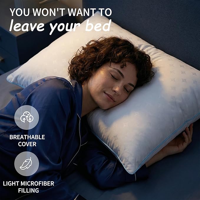 King Size Pillows Set of 2 – King Bed Pillows for Sleeping, Down Alternative Pillows, Supportive Comfort, Hotel Style, Machine Washable, for Side Back Stomach Sleepers