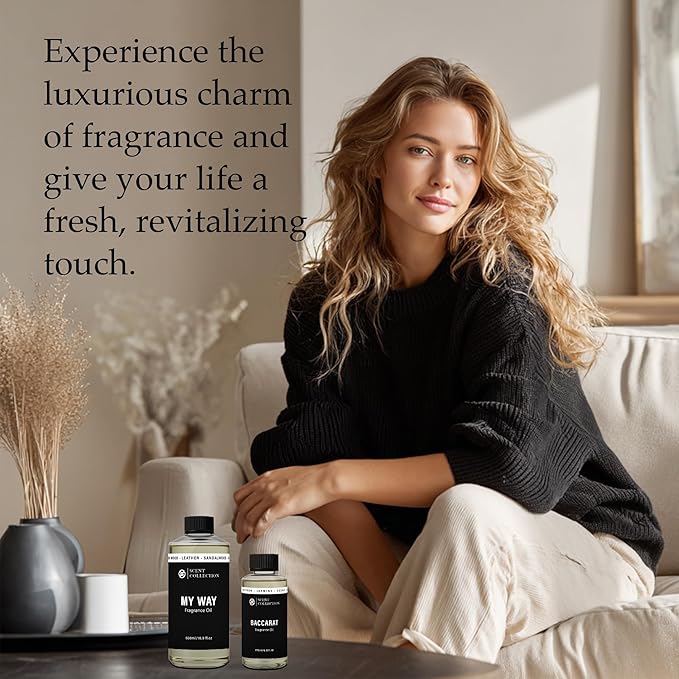 Luxury Hotel Scent 24K Aura 500ml/16.9Fl oz Diffuser Oil Waterless Essential Aromatherapy for Cold Air & Car Diffusers – Long Lasting Refill for Large Room & Home - Signature Lemongrass