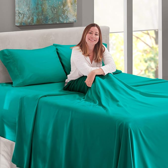 Nestl Microfiber Bed Linen Set, 4Pc Twin XL Deep Pocket Sheets, Teal