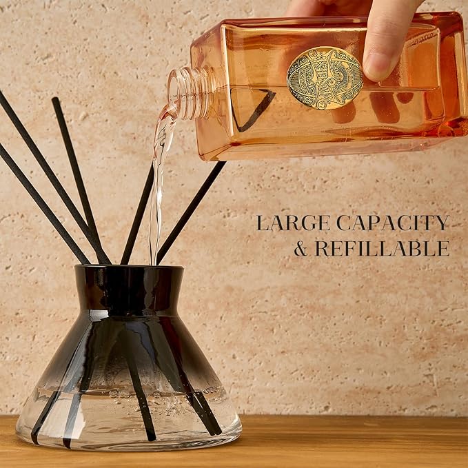 M&SENSE 6.3 oz Large Reed Diffuser Set | Ginger & Ylang Ylang Scent Oil Diffuser with Sticks | Hotel Collection Non-Toxic Essential Oil |for Bedroom Bathroom Living Room