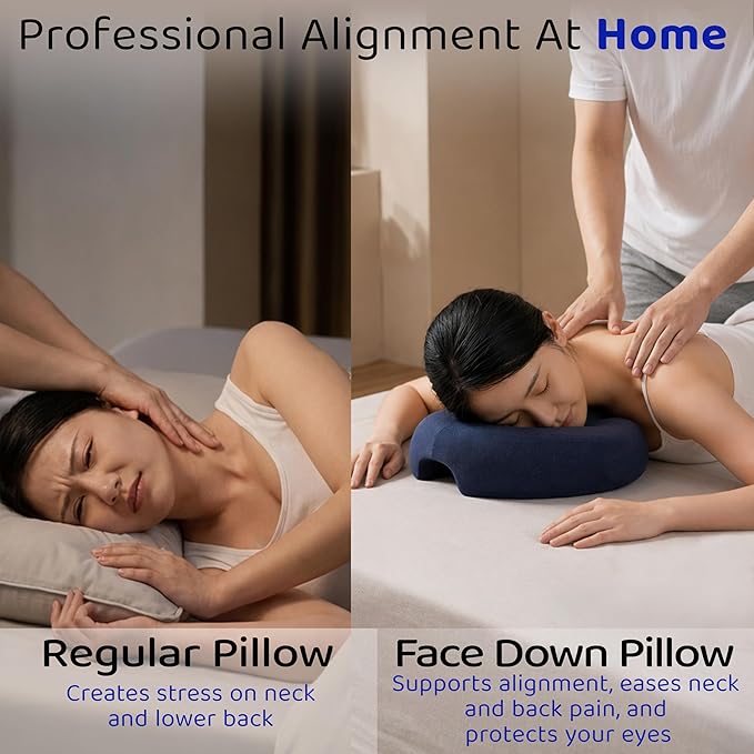 Round Face Down Pillow for Massage, Lash Extensions & Facials – Breathable Prone Support Cushion with Face Hole, Soft Neck & Head Comfort Pillow for Spa, Salon, Tattoo, Stomach Sleeping & Home Use