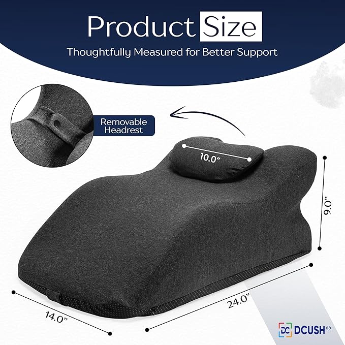 Couples Intimacy Contoured Memory Foam Pillow with Removable Headrest, Wedge Pillows, Massages, Reading, Relaxing & Leg Elevation, Removable Washable Cover, Anti-Slip Base