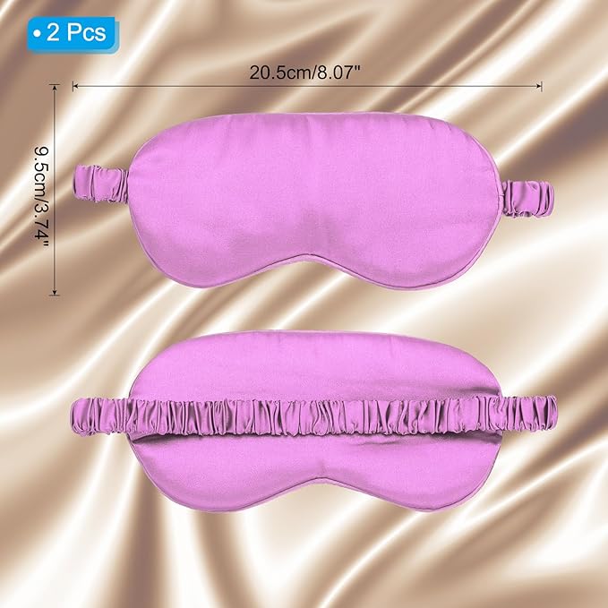 PATIKIL Silk Sleep Mask, 2 Pack Soft Satin Eye Protective Mask Blackout Eye Cover with Elastic Straps for Side Sleeping Women Men Travel, Purple