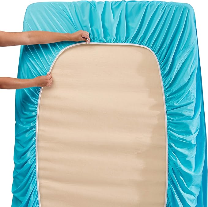 Hearth & Harbor Extra Deep Pocket Sheets - Fits Mattress 18-24 Inches Deep - Extra Deep Pocket California King Size - 6 Piece Cal King Sheets - Cal King, Beach Blue