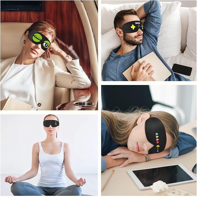 Funny 3D Zero Pressure Sleep Eye Mask for Men Women Side Sleeper, Adjustable Blackout Soft Breathable Eye Masks for Travel Nap Night Sleep, Humorous Gift Stocking Stuffers (Frog)