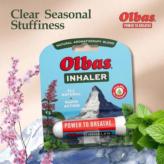 Olbas Inhaler Aromatherapy, Essential Oil Inhaler with Natural Oils, 0.01 Oz Each, 6 Pack, Pocket Sized Nasal Inhaler Stick for Clear Breathing and Sinus Relief