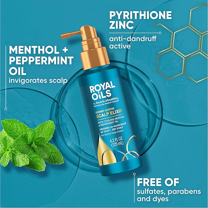 Head & Shoulders Royal Oils Scalp Elixir Treatment, Formulated with Cooling Menthol and Peppermint Oil for Instant Scalp Soothe and Hydration, 4.2 fl oz (Pack of 12)