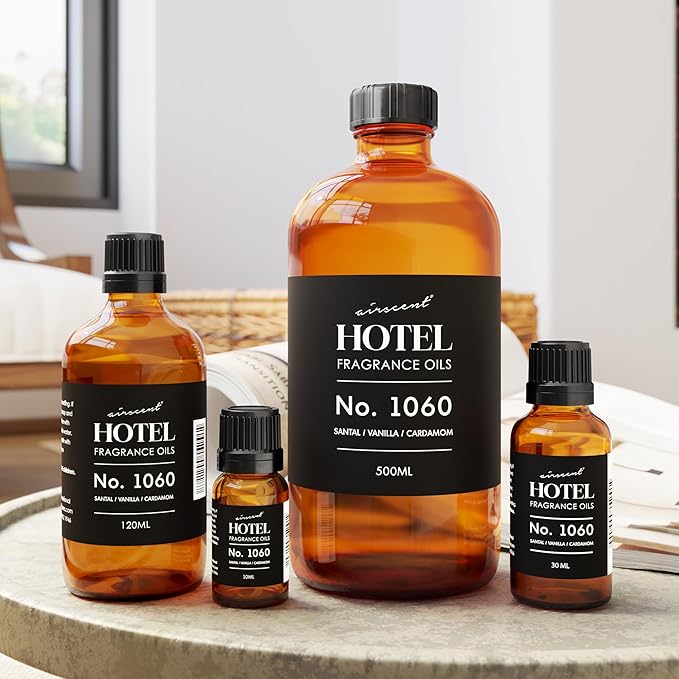 AirScent Fragrance Oil No. 1060 - Santal Vanilla Cardamom - Premium Fragrance Oil for Ultrasonic and Waterless Diffusers and Crafting - 500 mL, 16.9 fl oz Glass Bottle