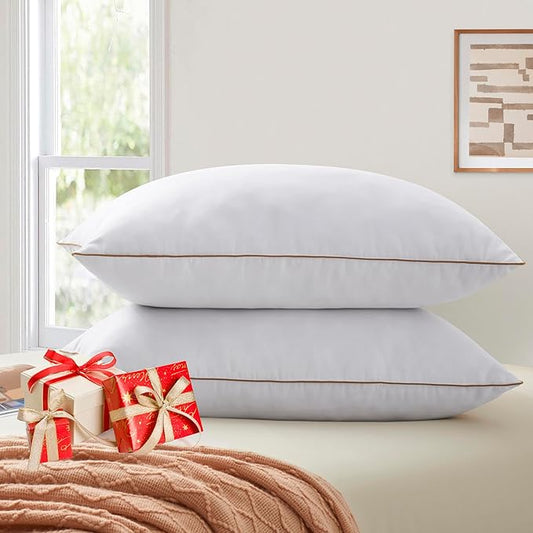 Bafode Goose Feather Pillows, Bed Pillows, Queen Size Set of 2, Hotel Pillows for Sleeping, White Pillows Soft Down Alternative Pillows 20x30