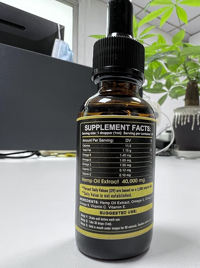 (4-Pack) High Potency Hemp Oil - Maximum Strength, Immune System Support, Focus Calm, Relaxation, Mood, Pure Extract, Organic, Vegan, Non-GMO