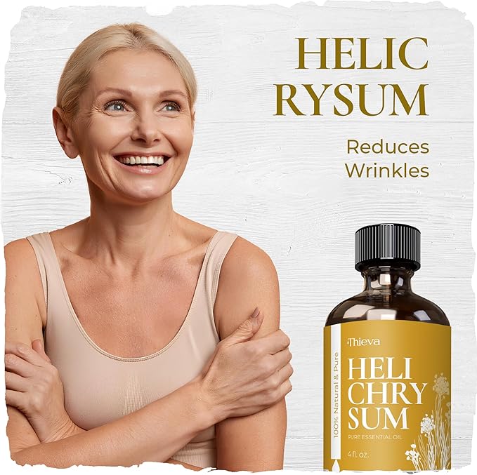 THIEVA Helichrysum Essential Oil 4 oz (118 ml) – 100% Pure and Natural Non-GMO Helichrysum (Gymnocephalum) Oil for Aromatherapy, Focus, and Relaxation