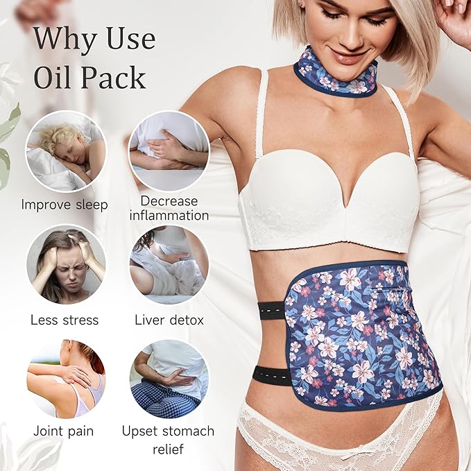 Castor Oil Pack Wrap Organic Cotton 2 Pcs, Castor Oil Cold Pressed Highly Absorbent for Liver Detox, Gifts for Women