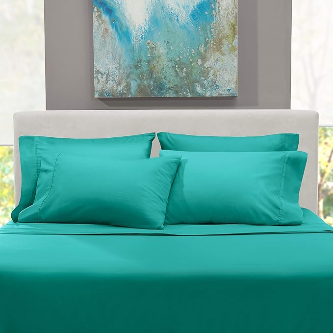 Hearth & Harbor Extra Deep Pocket Sheets - Fits Mattress 18-24 Inches Deep - Extra Deep Pocket Full Size Sets - 6 Piece Full Size - Full - Teal
