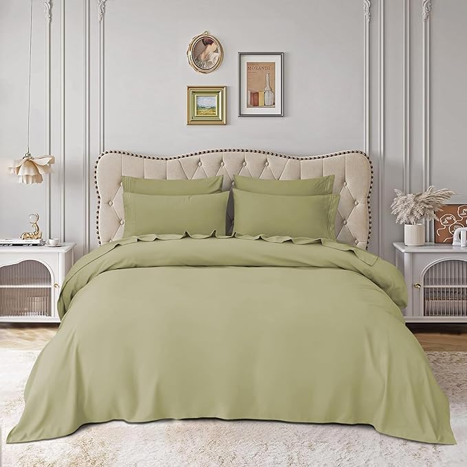 Mocassi Luxury King 4-Piece Sheet Set - 1800 Premium Hotel Quality - Easy-Fit, Wrinkle, Fade Resistant Bed Sheets and Pillowcases - All Around Elastic Fitted Sheet, Deep Pocket, Green