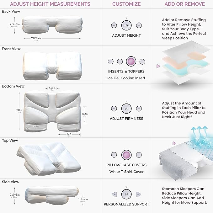 Wife Pillow Side Sleeper Pillow with Arm Hole for Shoulder Pain Relief, Arm Tunnel Design for Proper Neck & Spine Alignment, All-Night Comfort for Adults - Down Alternative Fiber Fill