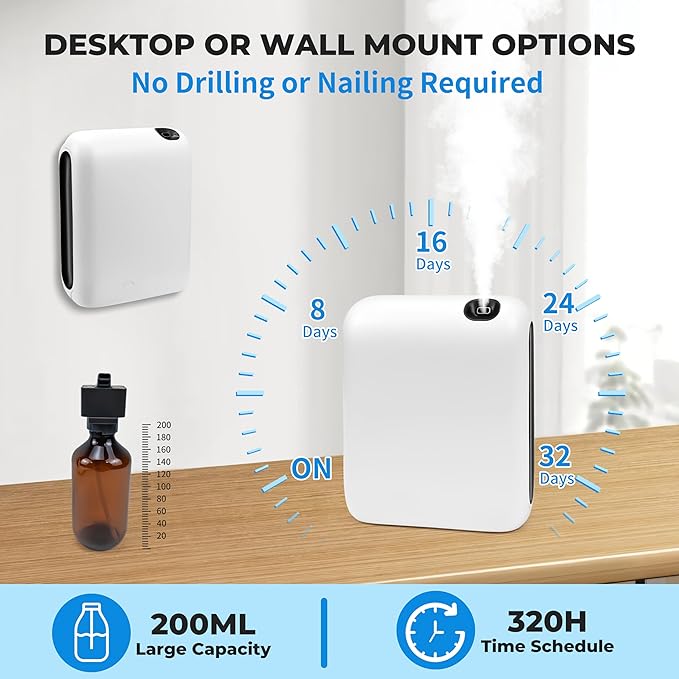 Bluetooth Waterless Essential Oil Diffuser for Home, 1500 Sq.Ft Hotel Collection Diffuser with Smart Cold Air Technology, Scent Air Machine for Large Room, Hotel, Spa, Office