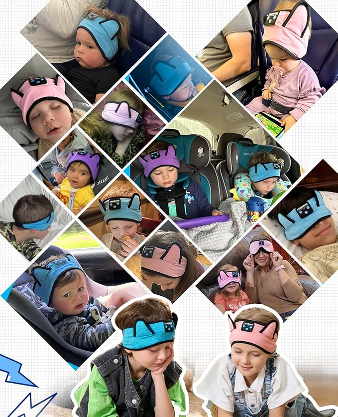 KIDSBAND Kids Headphones, Bluetooth Headband for Kids with Wired Playback 3.5 MM Jack for School, Travel