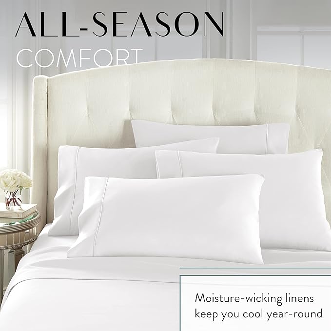 Danjor Linens Twin Bunk Bed Sheets w/ 2 Pillowcases, Lightweight Brushed Microfiber Deep Pockets, 4 Piece Fitted Bedding Sets, White