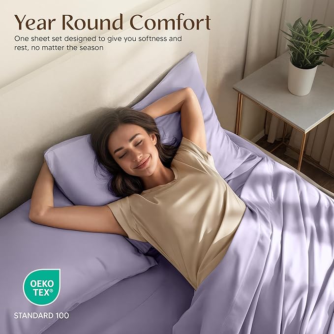 Utopia Bedding King Size Sheet Set – 4 Piece Bed Sheets, Soft and Breathable Microfiber, Includes 1 Fitted Sheet, 1 Flat Sheet and 2 Pillowcases – Oeko Tex (Lavender)