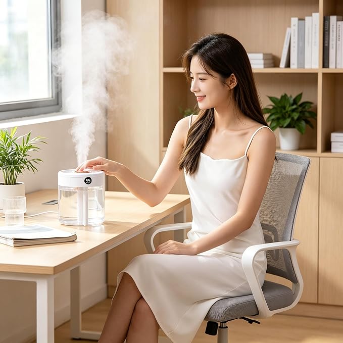 Generic 2L Anti Gravity Humidifier, Smart Bedroom Humidifier With Humidity Display, Anti Gravity Water Drop Cool Mist Diffuser, 3 Modes Dual Spray Mute Humidifier With Night Light. (Pink)