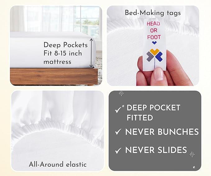 California Design Den 2-Pack Twin Cotton Sheets Sets - 400 Thread Count 100% Cotton Sateen - Soft and Breathable Sheets, 2 Sets of Deep Pocket Bed Sheets - Bright White