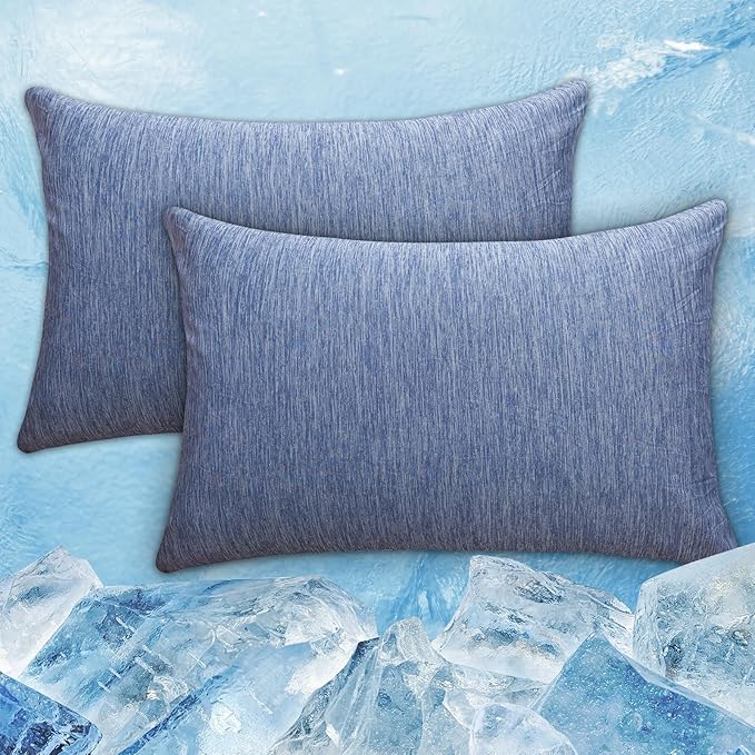 CHOSHOME Cooling Pillow Cases Zipper Pillow Covers Q-Max > 0.45 Zippered Pillowcases for Hot Sleepers, Soft, Breathable, Skin-Friendly, 4 Pack (Queen, 20"x30", Blue)