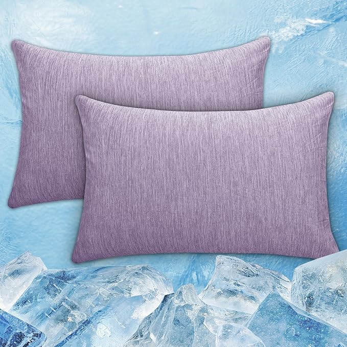 CHOSHOME Cooling Pillow Cases Zipper Pillow Covers Q-Max > 0.45 Zippered Pillowcases for Hot Sleepers, Soft, Breathable, Skin-Friendly, 2 Pack (Standard, 20"x26", Purple)