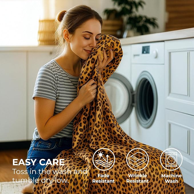 Satin Sheets Full [4-Piece, Gold Leopard] Hotel Luxury Silky Bed Sheets - Extra Soft 1800 Microfiber Sheet Set, Wrinkle, Fade, Stain Resistant - Deep Pocket Fitted Sheet, Flat Sheet, Pillow Cases